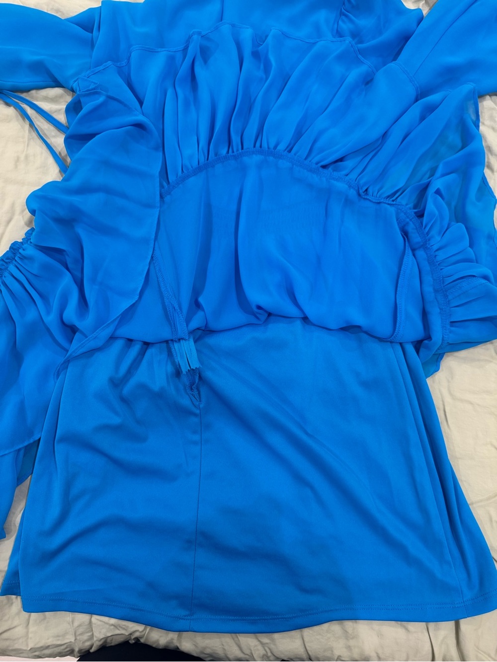 Bright Blue Ruffle Hem Dress - Picture 5 of 5